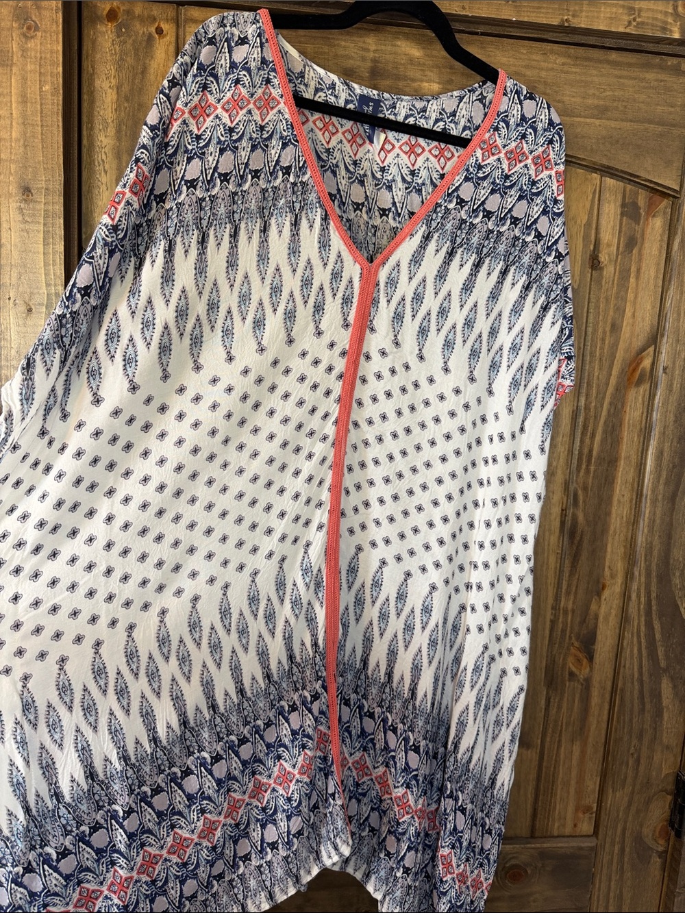 Swimsuits For All navy blue label with pink accents